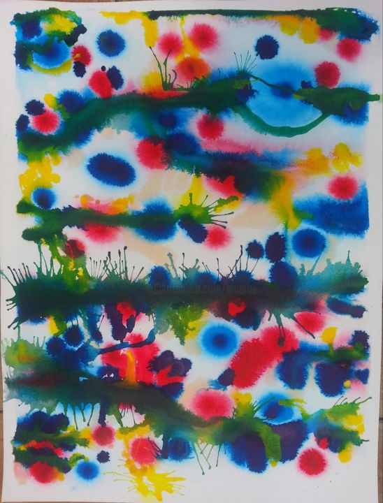 Malerei mit dem Titel "Abstract 4" von Brigitte Mathé (MBL), Original-Kunstwerk, Aquarell