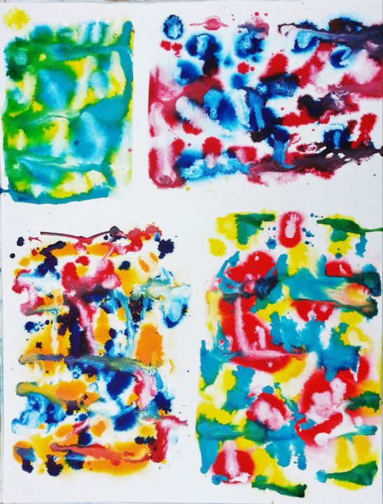 Painting titled "Abstract 5" by Brigitte Mathé (MBL), Original Artwork, Watercolor