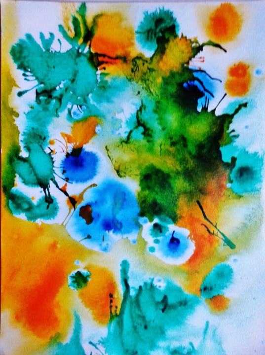 Peinture intitulée "Océan 2" par Brigitte Mathé (MBL), Œuvre d'art originale, Aquarelle
