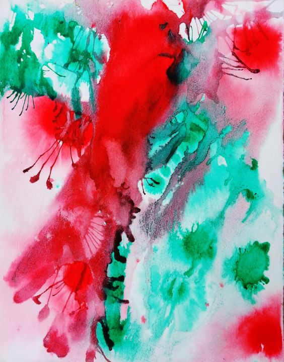 Malerei mit dem Titel "Océan 6" von Brigitte Mathé (MBL), Original-Kunstwerk, Aquarell