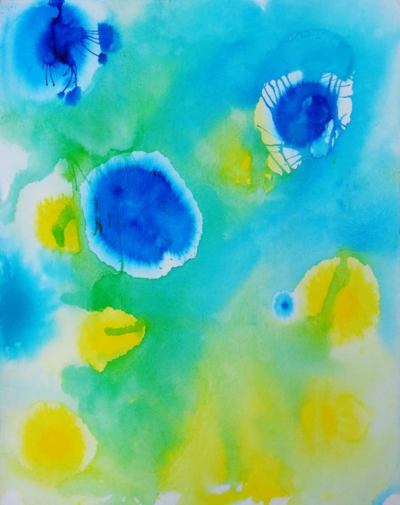 Peinture intitulée "Océan 8" par Brigitte Mathé (MBL), Œuvre d'art originale, Aquarelle