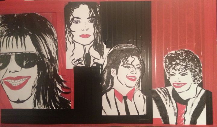 Collages intitolato "Les visages de Mick…" da Brigitte Mathé (MBL), Opera d'arte originale