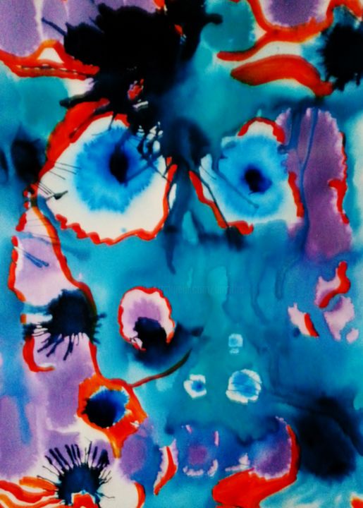 Картина под названием "Ocean 24 " Le cri"" - Brigitte Mathé (MBL), Подлинное произведение искусства, Акварель
