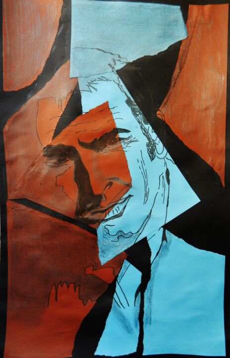 Collages titled "Jean Dujardin - 1,…" by Brigitte Mathé (MBL), Original Artwork