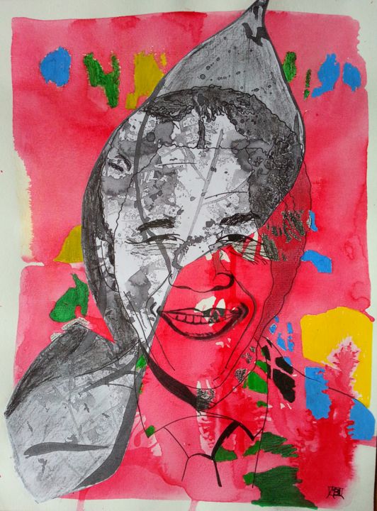 Collages intitolato "Nelson Mandela - 5,…" da Brigitte Mathé (MBL), Opera d'arte originale