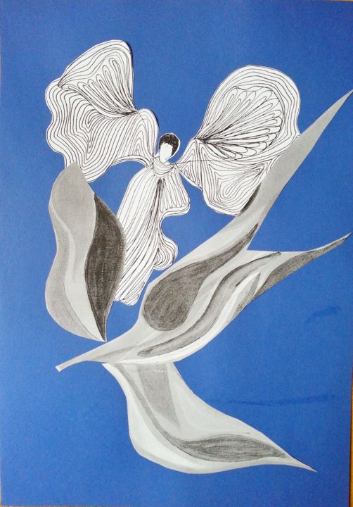 Collages titled "Femme - Fleur - 3" by Brigitte Mathé (MBL), Original Artwork