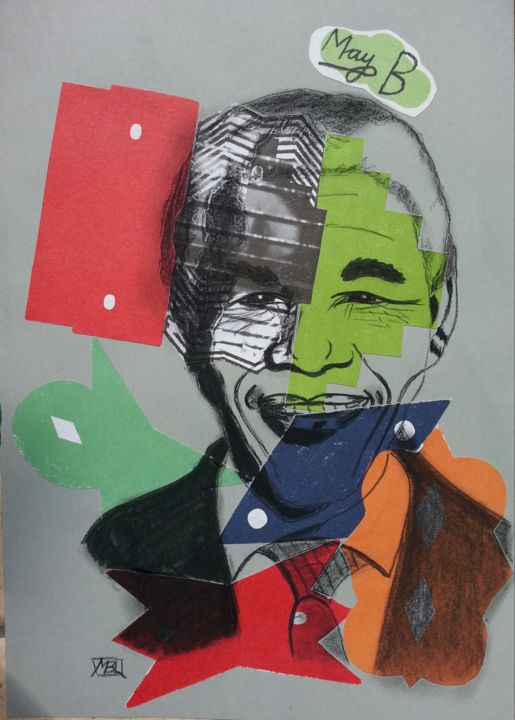 Коллажи под названием "Nelson Mandela - 6,…" - Brigitte Mathé (MBL), Подлинное произведение искусства
