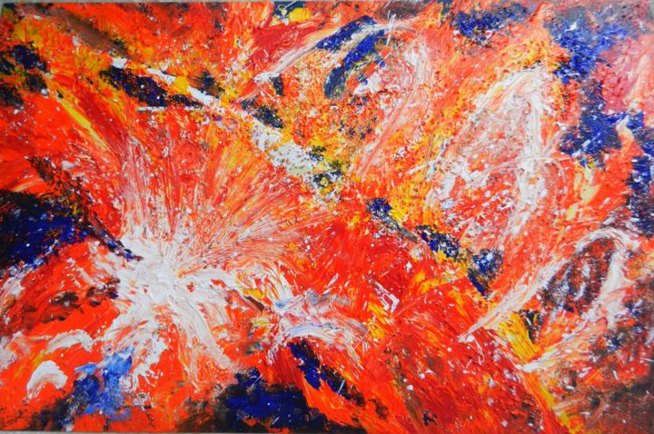 Painting titled "Eruptions solaires" by Brigitte Mathé (MBL), Original Artwork, Acrylic