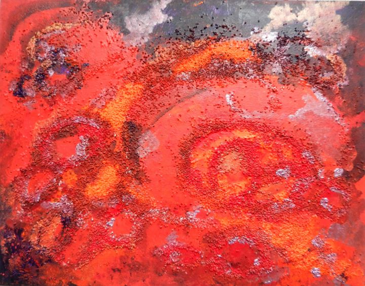 Peinture intitulée "Red planet" par Brigitte Mathé (MBL), Œuvre d'art originale, Acrylique