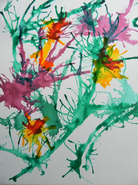 Peinture intitulée "Floralie 2" par Brigitte Mathé (MBL), Œuvre d'art originale, Encre