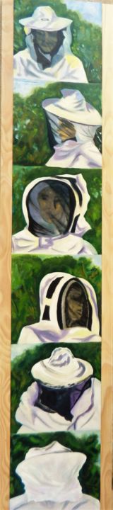 Peinture intitulée "Chapeaux !" par Brigitte Mathé (MBL), Œuvre d'art originale, Huile Monté sur Panneau de bois
