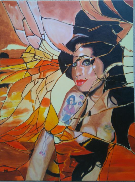 Painting titled "Belle Amy, Série De…" by Brigitte Mathé (MBL), Original Artwork, Oil Mounted on Wood Stretcher frame