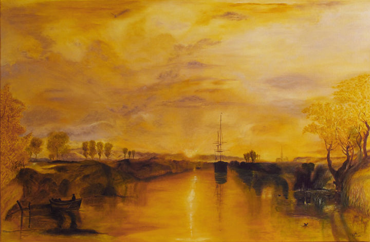 Painting titled "Chichester Canal d'…" by Brigitte Menon, Original Artwork, Oil