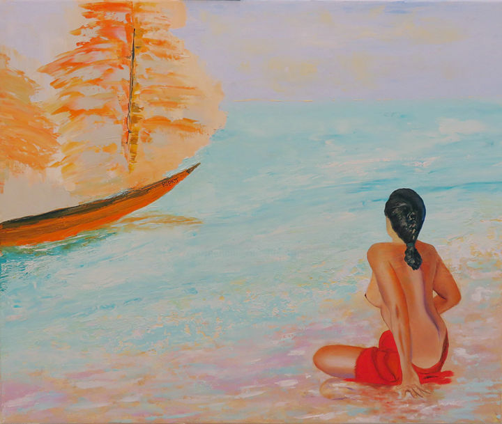 Pintura intitulada "Circé" por Brigitte Menon, Obras de arte originais, Óleo