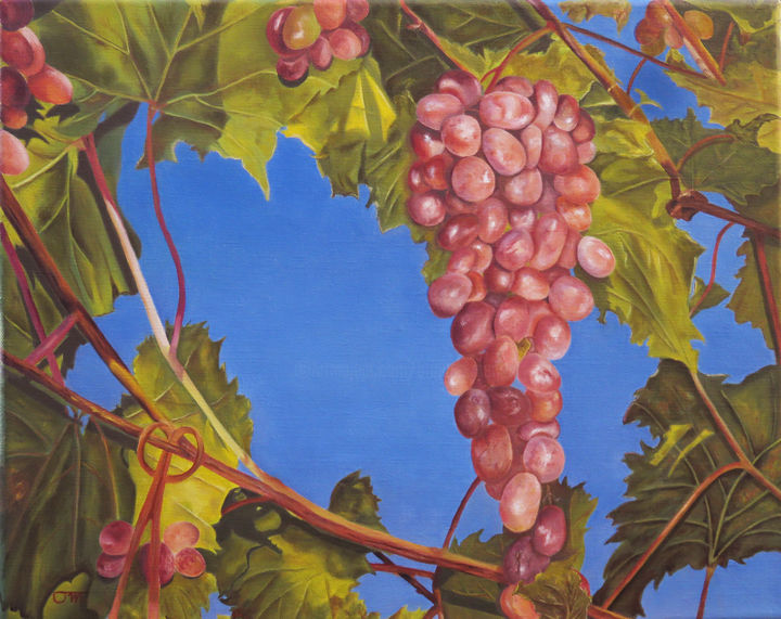 Peinture intitulée "Raisins" par Brigitte Menon, Œuvre d'art originale, Huile