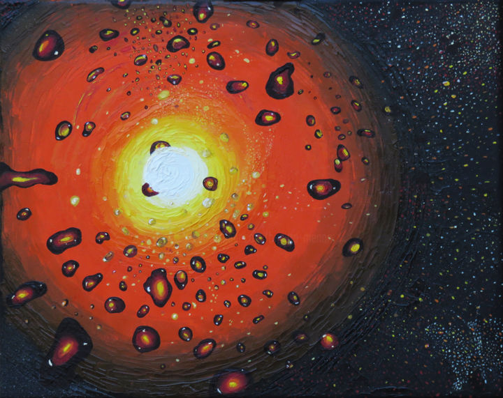 Peinture intitulée "Instant 0+1" par Brigitte Menon, Œuvre d'art originale, Huile