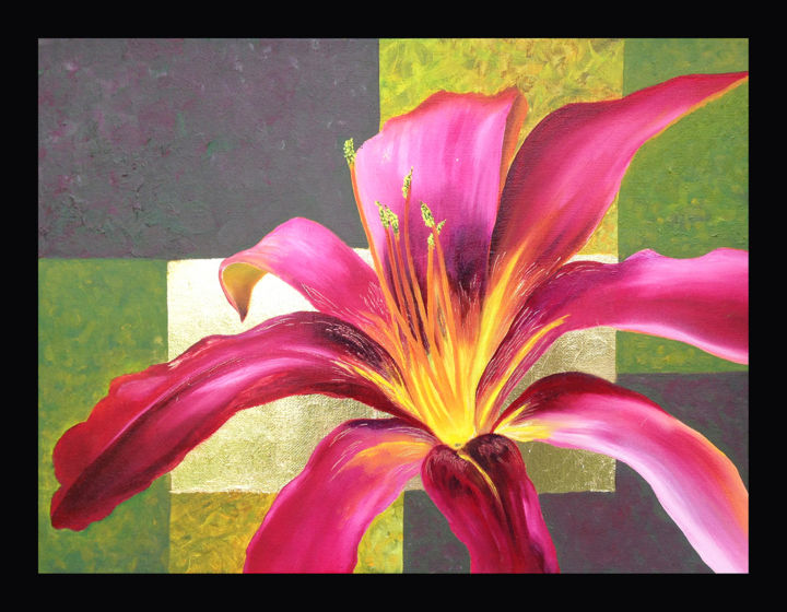 Painting titled "Flower Pow-wow - Ly…" by Brigitte Menon, Original Artwork, Oil