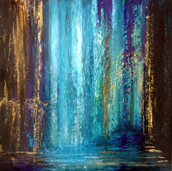 Painting titled "Fire and Water" by Brigitte Mostacci, Original Artwork, Acrylic Mounted on Wood Stretcher frame