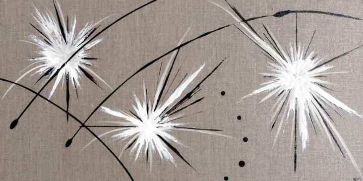 Painting titled "Fireworks" by Brigitte Mostacci, Original Artwork, Acrylic Mounted on Wood Stretcher frame