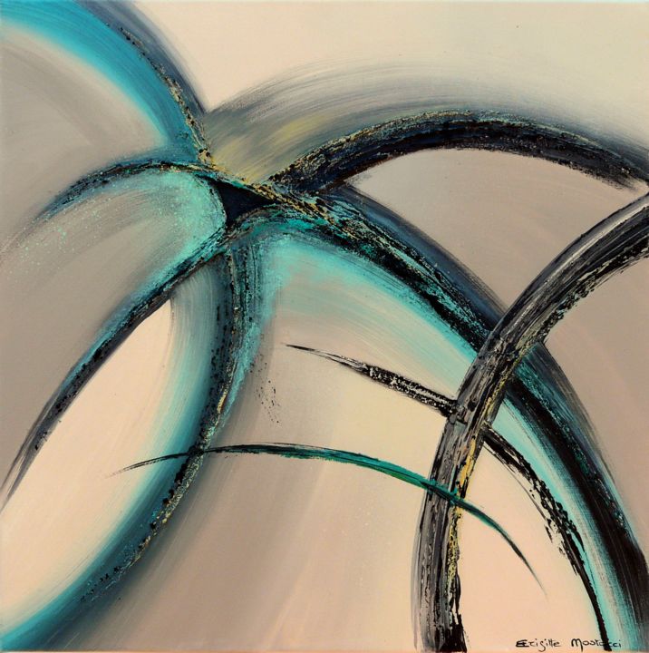 Painting titled "Trajectoires" by Brigitte Mostacci, Original Artwork, Acrylic