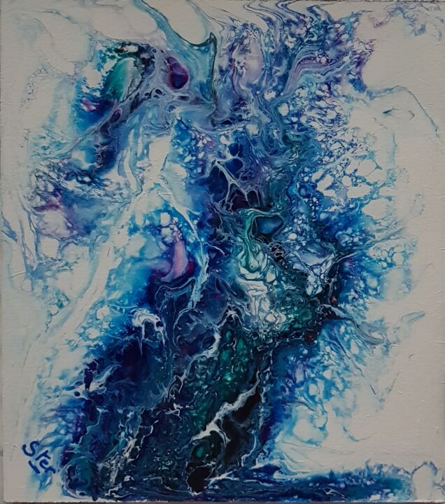 Peinture intitulée "Danse en bleu" par Brigitte Nellissen (Ster), Œuvre d'art originale, Acrylique