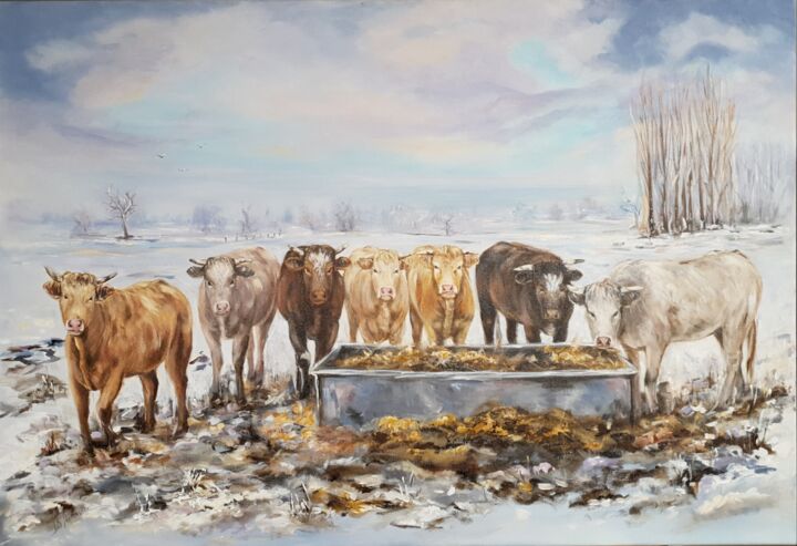 Painting titled "Vaches 2" by Brigitte Nellissen (Ster), Original Artwork, Acrylic