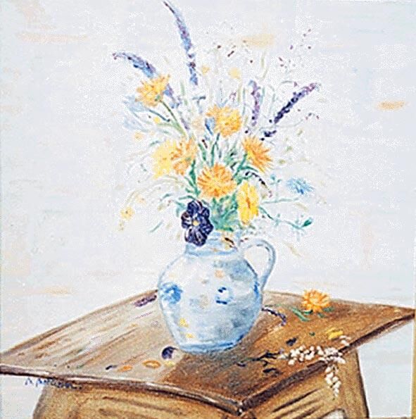 Malarstwo zatytułowany „bouquet champetre” autorstwa Brigitte Nellissen (Ster), Oryginalna praca, Olej