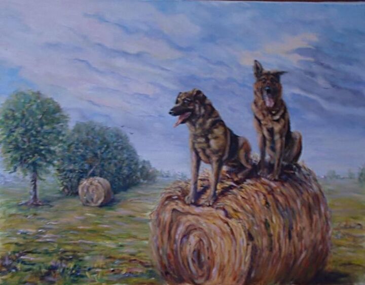 Painting titled "rex et leila" by Brigitte Nellissen (Ster), Original Artwork, Oil