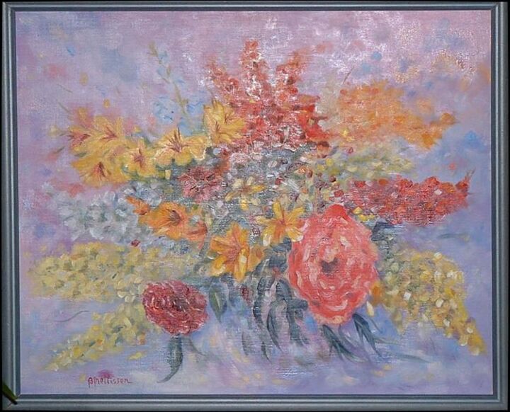 Pittura intitolato "bouquet lilas" da Brigitte Nellissen (Ster), Opera d'arte originale, Olio