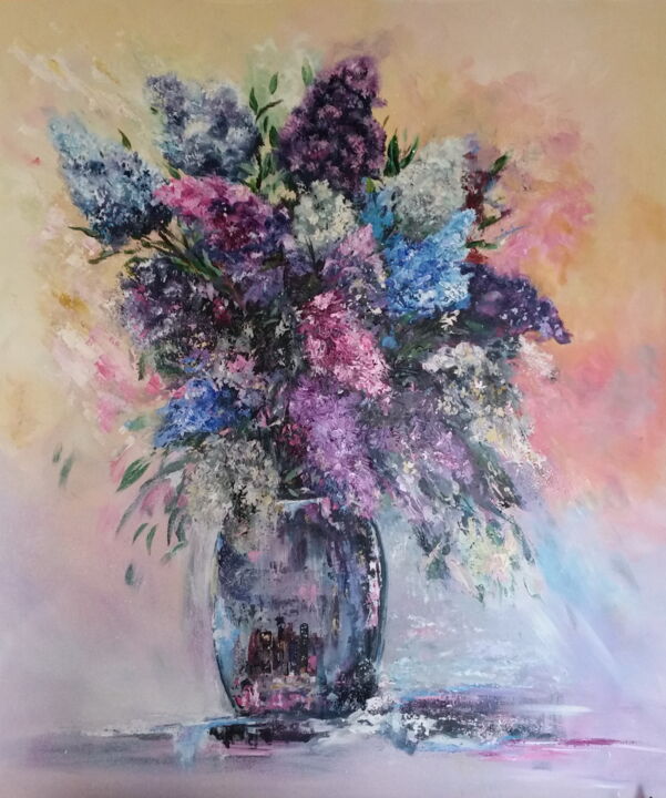 Painting titled "lilas2" by Brigitte Nellissen (Ster), Original Artwork, Acrylic