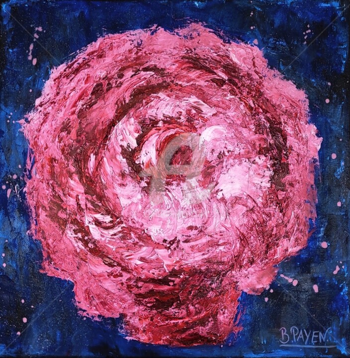 Pintura intitulada "ROSE AU COUTEAU" por Brigitte Payen (B.PAYEN), Obras de arte originais, Óleo