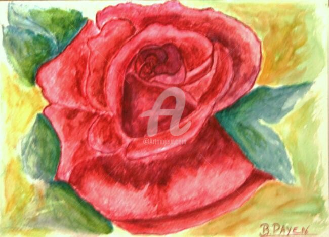 Painting titled "ROSE AQUARELLE" by Brigitte Payen (B.PAYEN), Original Artwork, Other
