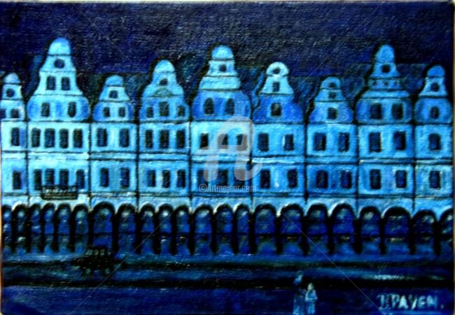 Painting titled "BLEU D'ARRAS OU ARR…" by Brigitte Payen (B.PAYEN), Original Artwork, Oil Mounted on artwork_cat.