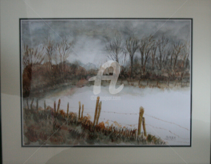 Painting titled "UN MATIN D HIVER" by Brigitte Payen (B.PAYEN), Original Artwork, Watercolor