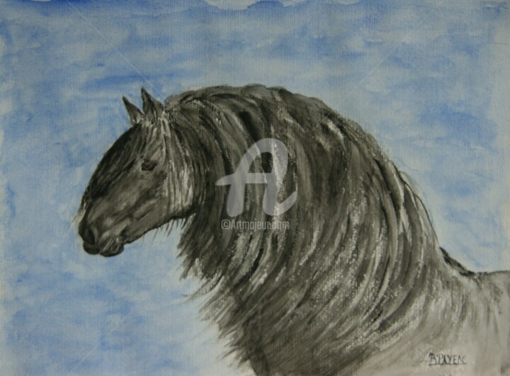 Painting titled "LE FRISON" by Brigitte Payen (B.PAYEN), Original Artwork, Watercolor