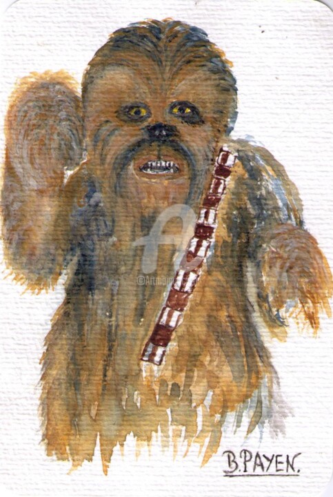 Peinture intitulée "CHEWBACCA PERSONNAG…" par Brigitte Payen (B.PAYEN), Œuvre d'art originale, Aquarelle