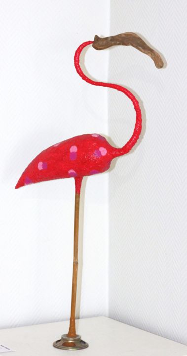 Sculpture intitulée "flamingo-rose-entie…" par Brigitte Reboul, Œuvre d'art originale