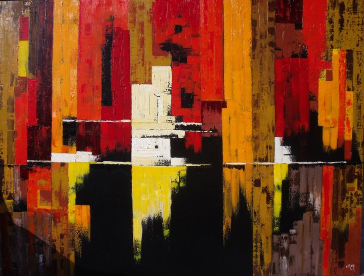 Pintura intitulada "tierra-de-fuego" por Brigitte Reverchon Pfister, Obras de arte originais, Óleo