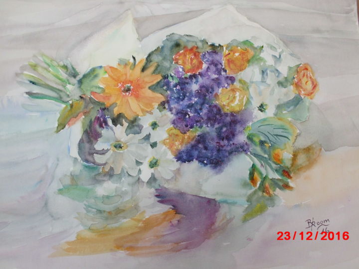 Peinture intitulée "Bouquet d'invité" par Brigitte Room, Œuvre d'art originale, Aquarelle