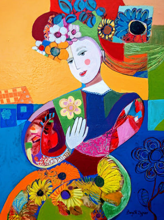 Painting titled "Le printemps" by Brigitte Szpiro, Original Artwork, Acrylic