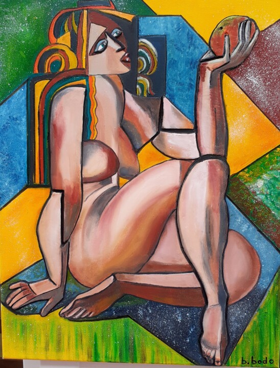 Malerei mit dem Titel "Eve" von Brigitte Bodo, Original-Kunstwerk, Öl Auf Keilrahmen aus Holz montiert