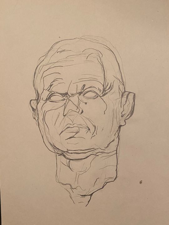 Zeichnungen mit dem Titel "Kopf eines Römers" von Brigitte Böhme, Original-Kunstwerk, Bleistift