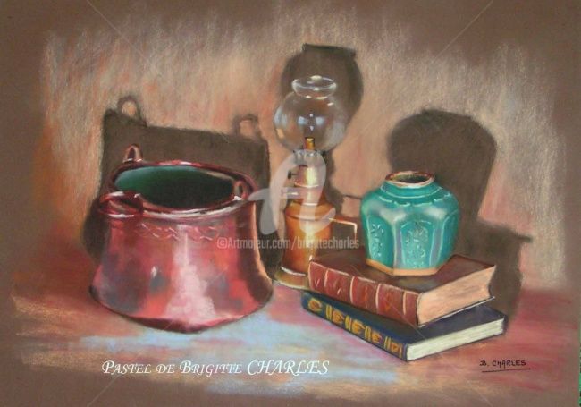 Malerei mit dem Titel "AMBIANCE CUIVREE" von Brigitte Charles, Original-Kunstwerk, Öl