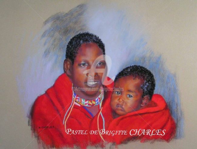 Painting titled "REGARDS D'AFRIQUE" by Brigitte Charles, Original Artwork, Oil