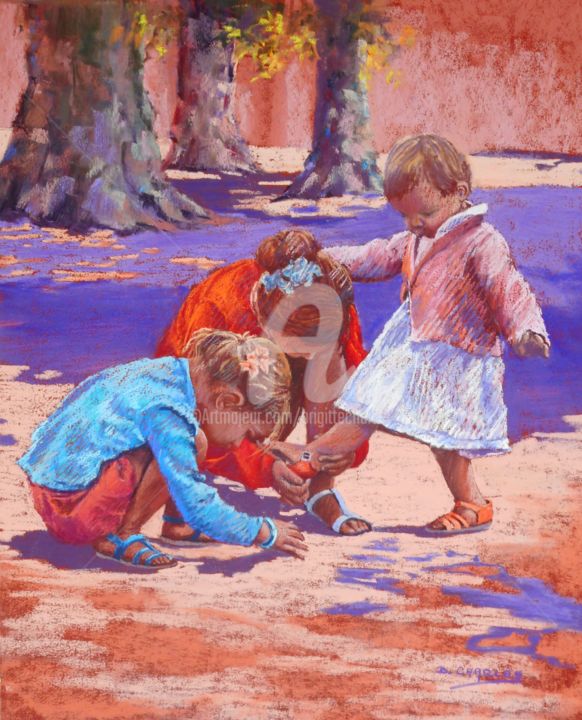 Peinture intitulée "Un Ti Caillou dans…" par Brigitte Charles, Œuvre d'art originale, Pastel Monté sur Verre