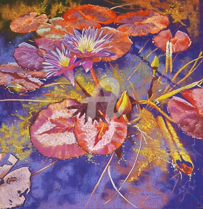 Peinture intitulée "Les Flamboyants du…" par Brigitte Charles, Œuvre d'art originale, Pastel