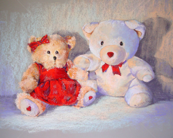 Картина под названием "st-valentin.jpg" - Brigitte Charles, Подлинное произведение искусства, Пастель