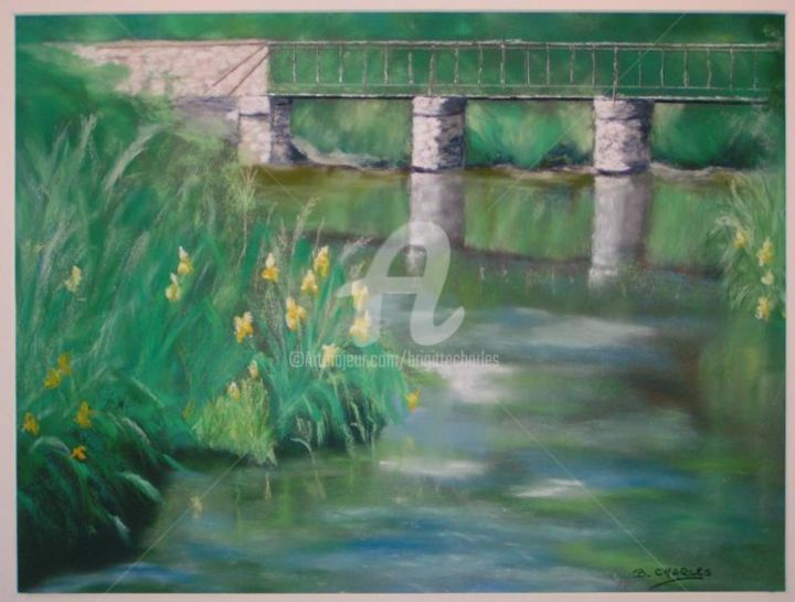 Pittura intitolato "Reflets dans la Sol…" da Brigitte Charles, Opera d'arte originale, Olio