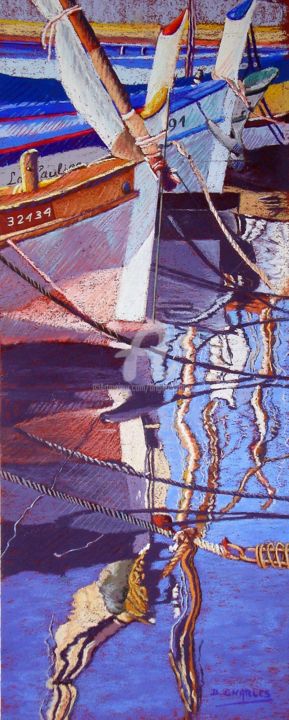 Painting titled "Pointus et Reflets…" by Brigitte Charles, Original Artwork, Pastel