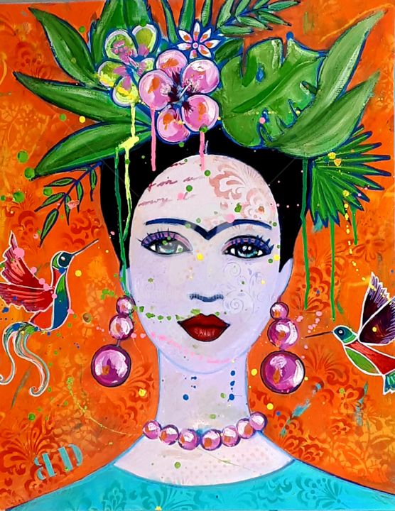 Peinture intitulée "Viva Frida 4.jpg" par Brigitte Dravet, Œuvre d'art originale, Acrylique